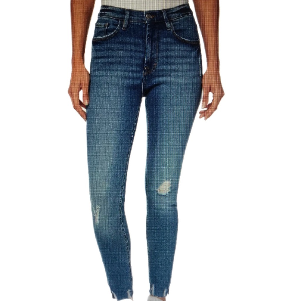 Kensie Light Blue High Rise Raw Hem Skinny Jeans